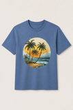 BLUE "BEACH TREES" PRINT T-SHIRT FOR MEN