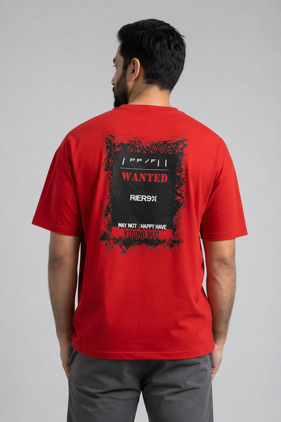 Red "Wanted" Print T-Shirt For Men Secondary image