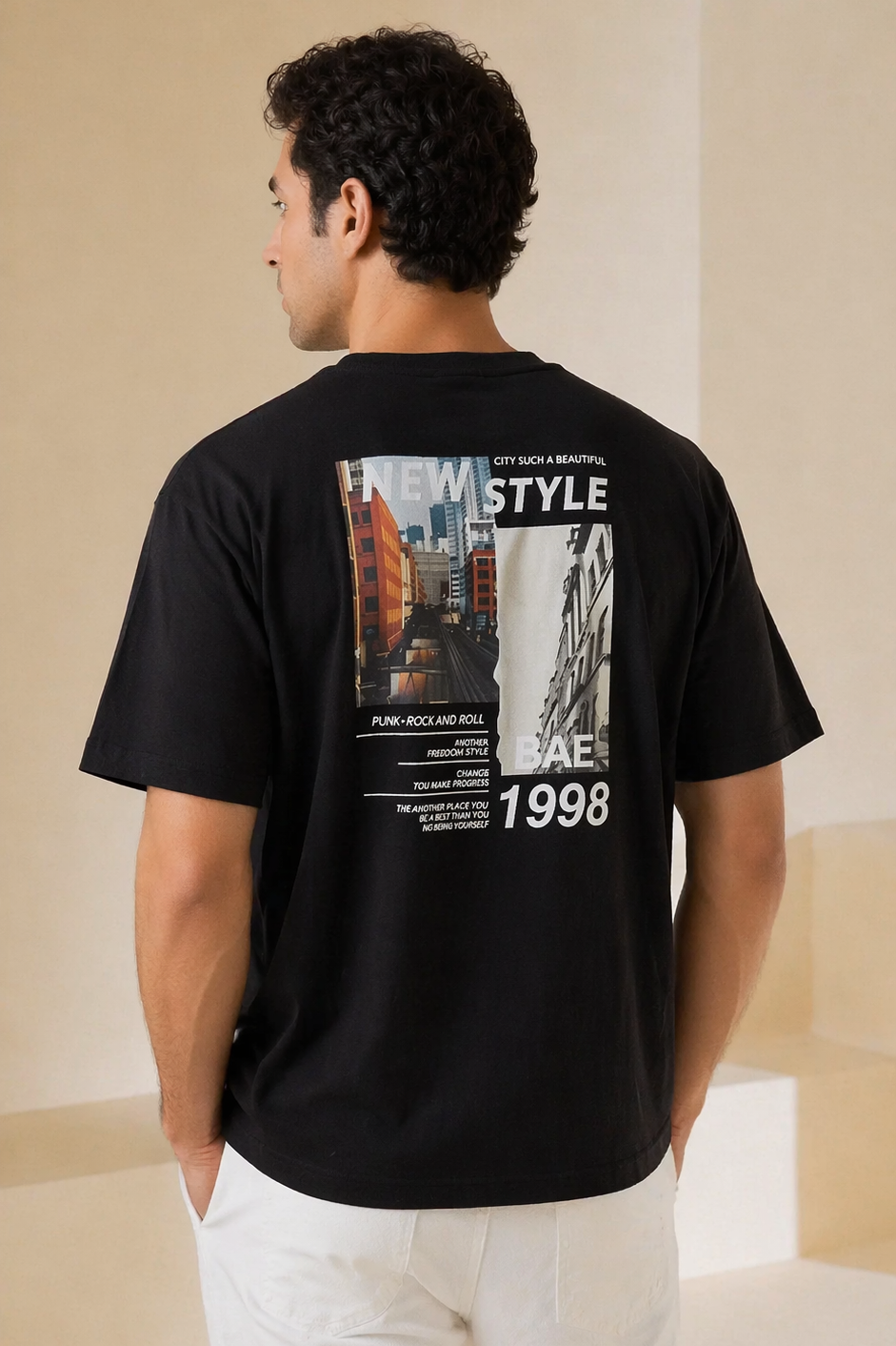 Black "New Style" Print T-Shirt For Men Secondary image