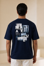 Navy Blue "Nature" Print T-Shirt For Men