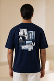 Navy Blue "Nature" Print T-Shirt For Men