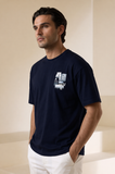 Navy Blue "Nature" Print T-Shirt For Men