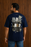 Navy Blue "Sad But True" Print T-Shirt For Men