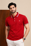 Red PK Fabric Polo For Mens
