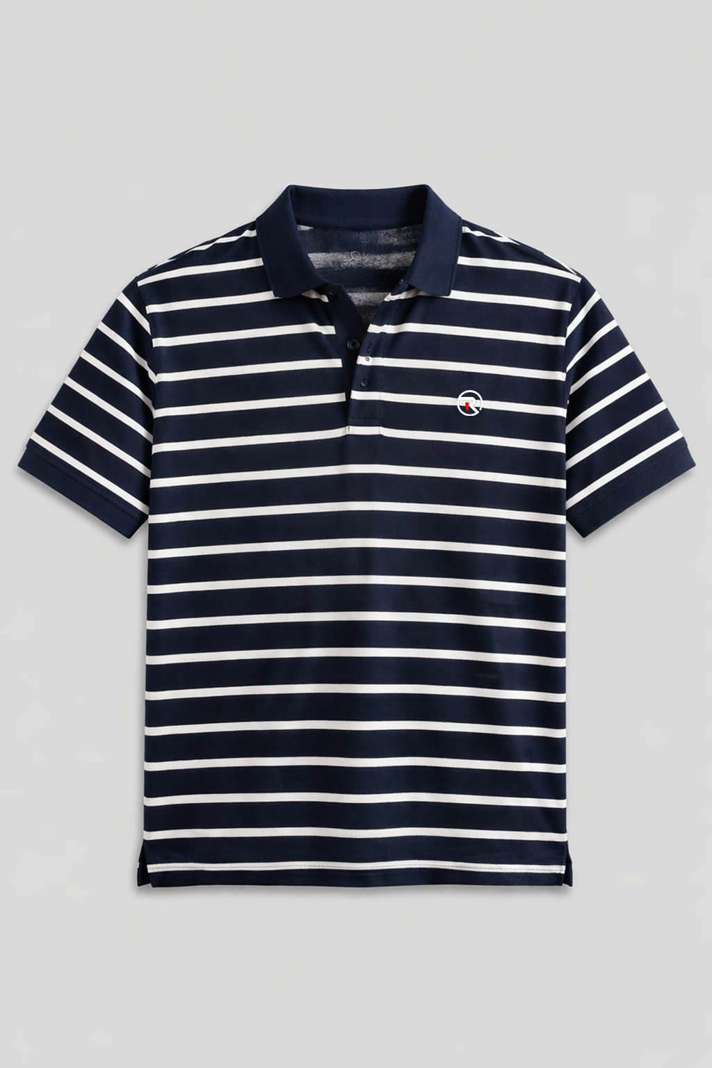 White With Navy Blue Stripes Polo For Men Secondary image