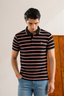 Black With Brown & White Stripes Polo For Men