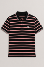 Black With Brown & White Stripes Polo For Men