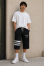 BLACK GIVENCHY PRINT 3 QUARTER SHORTS FOR MENS