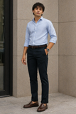 Navy Blue Stretch Cotton Jeans For Mens