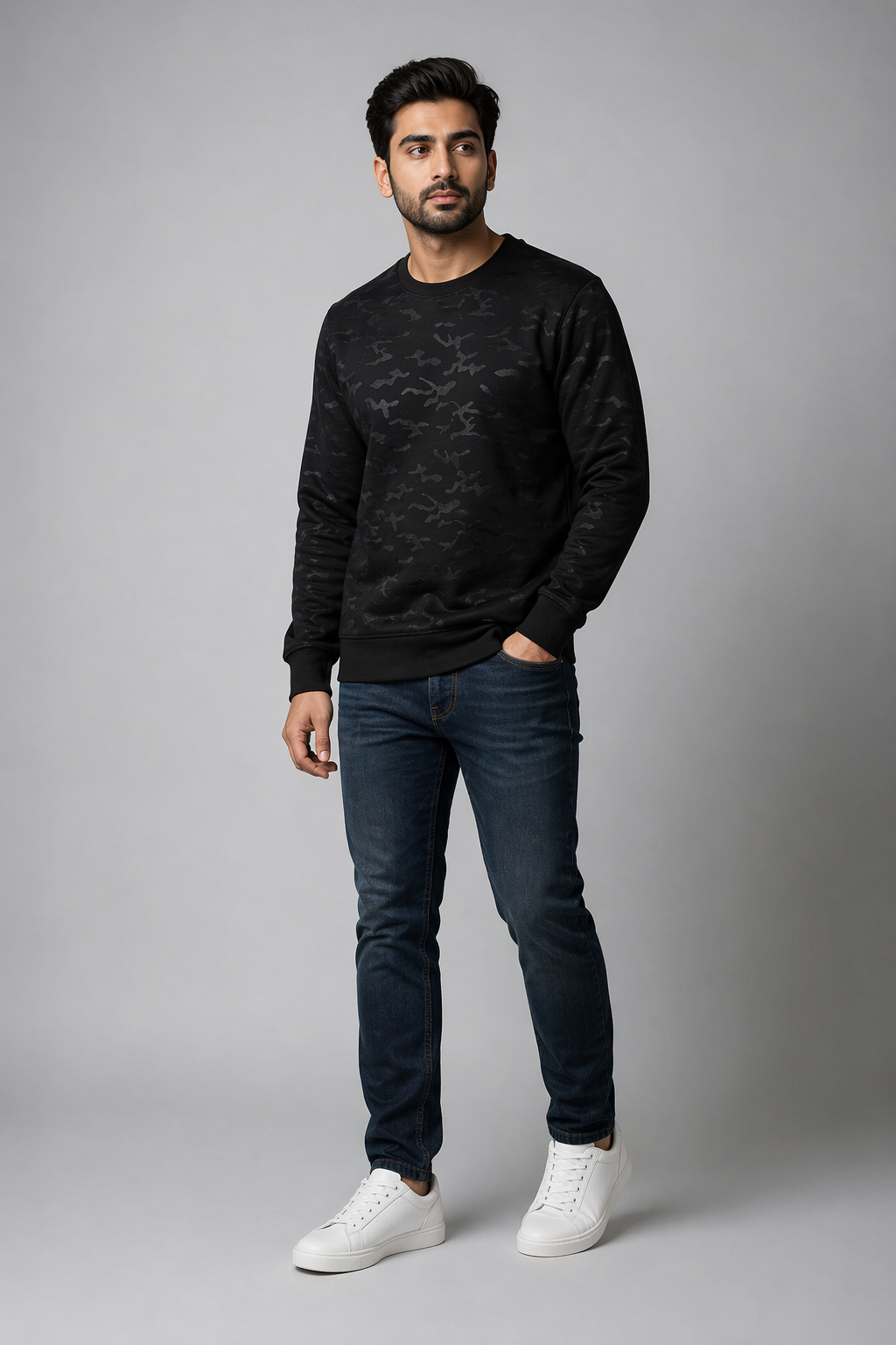 Black Pattern Sweatshirt For Mens Main image