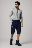 Navy Blue Roger Print 3 Quarter Shorts For Mens