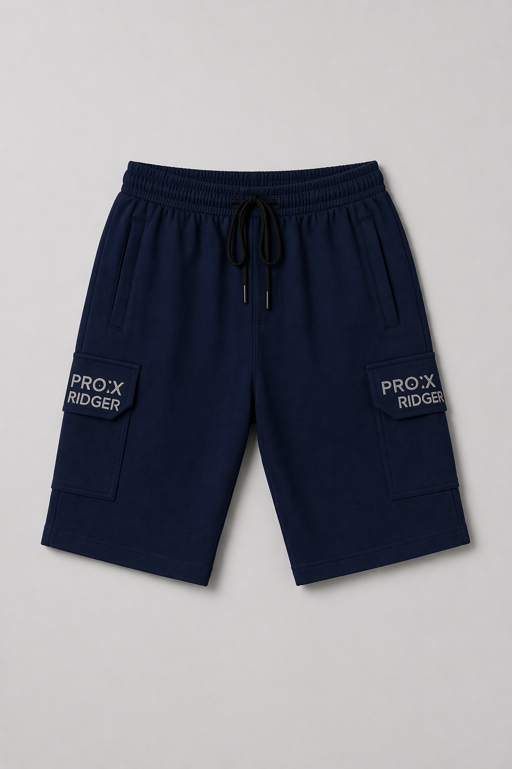 Navy Blue Roger Print 3 Quarter Shorts For Mens Secondary image