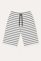 WHITE WITH BLACK BIG STRIPES 3 QUARTER SHORTS FOR MENS
