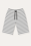 WHITE WITH BLACK BIG STRIPES 3 QUARTER SHORTS FOR MENS