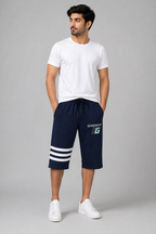 Navy Blue Givenchy Print 3 Quarter Shorts For Mens