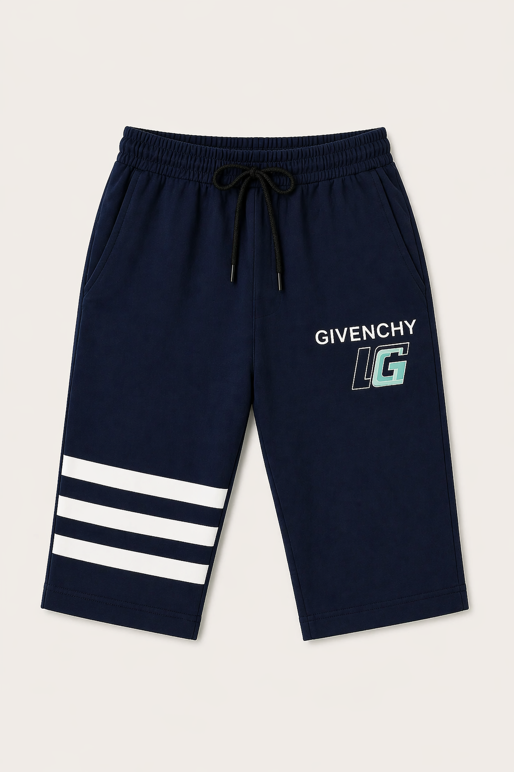 Navy Blue Givenchy Print 3 Quarter Shorts For Mens Secondary image
