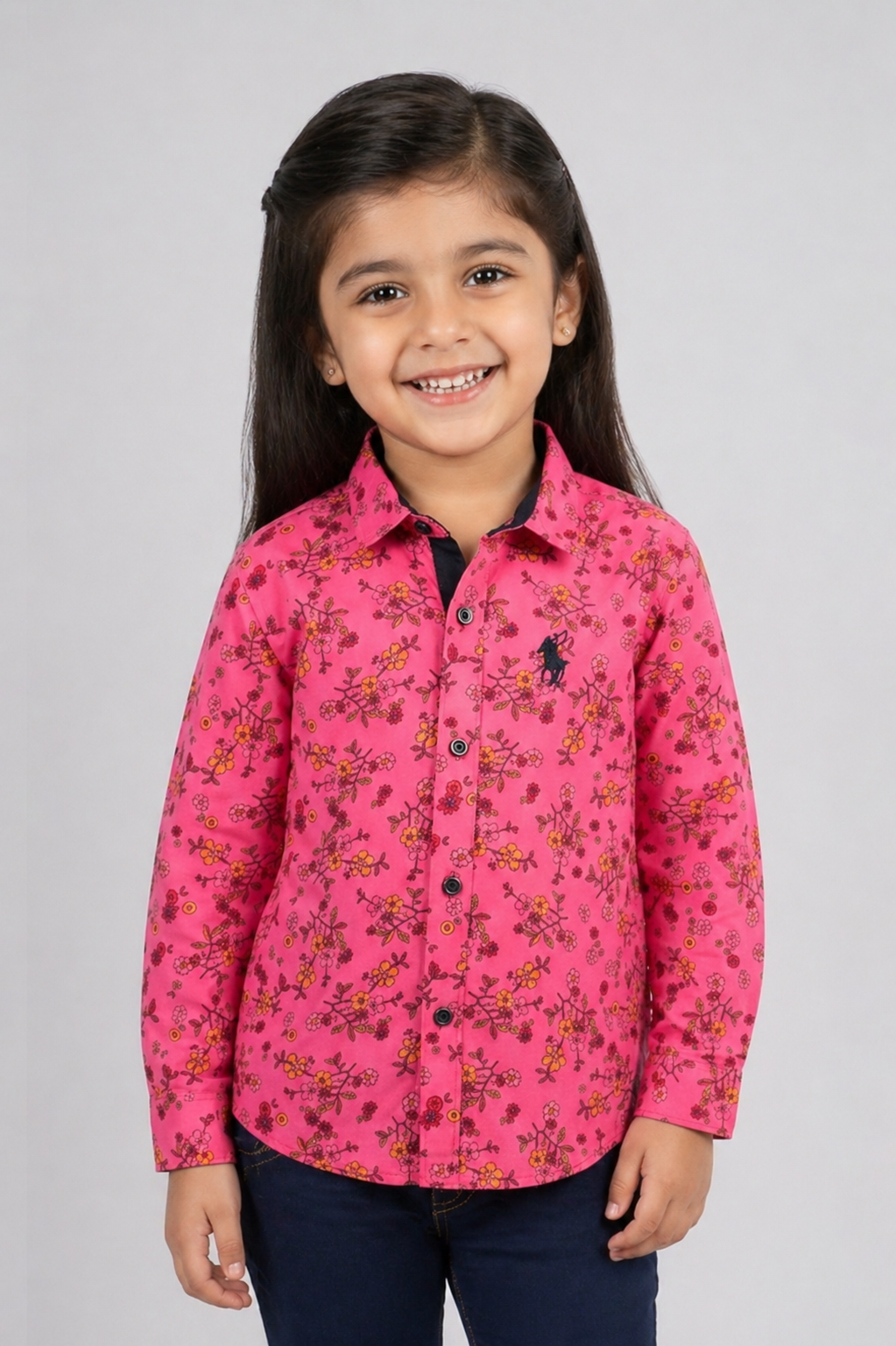 Pink Flowers Full Sleeves Casual Shirt