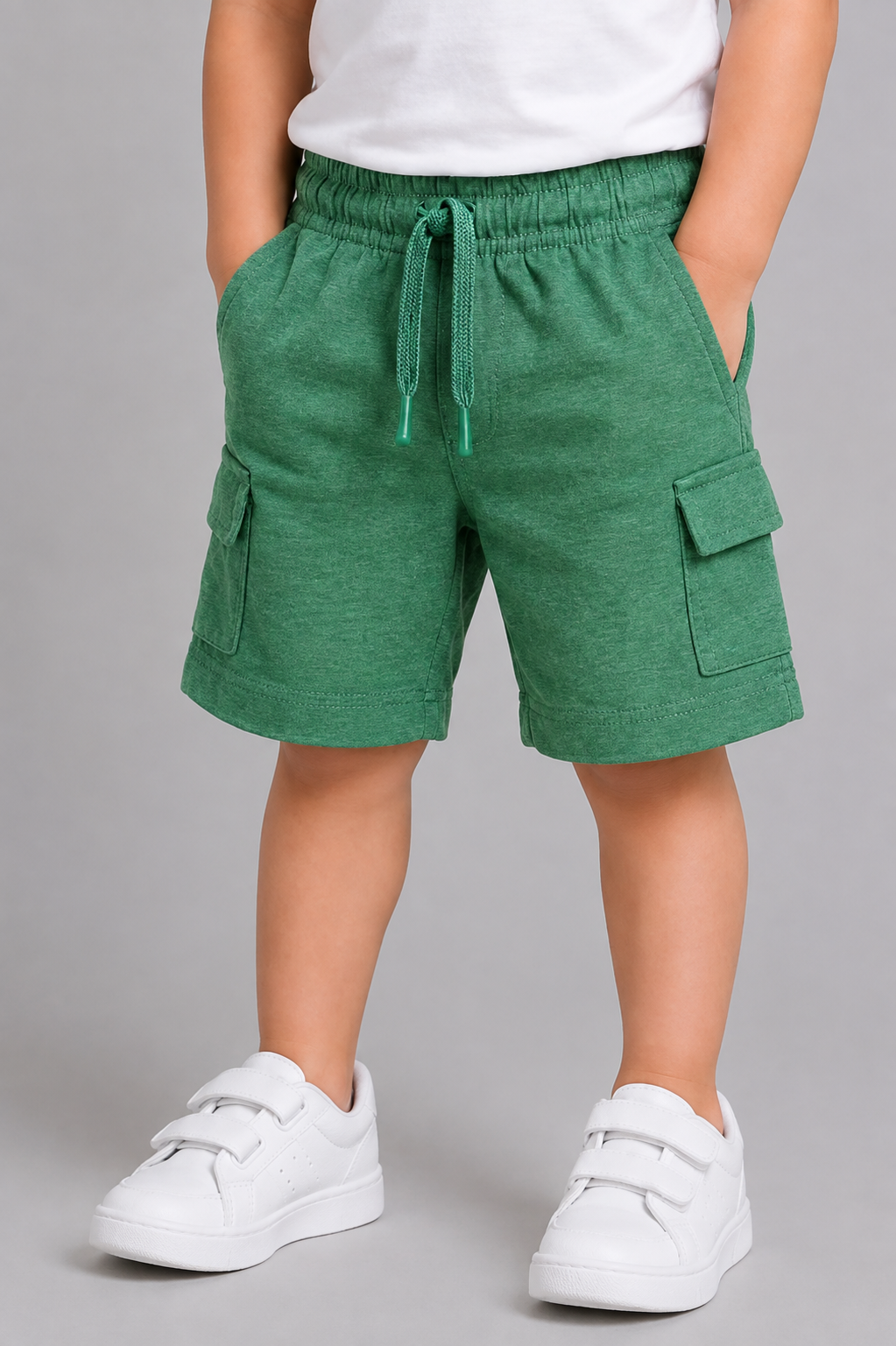 Green Double Pocket Jersy Fabric Shorts Main image