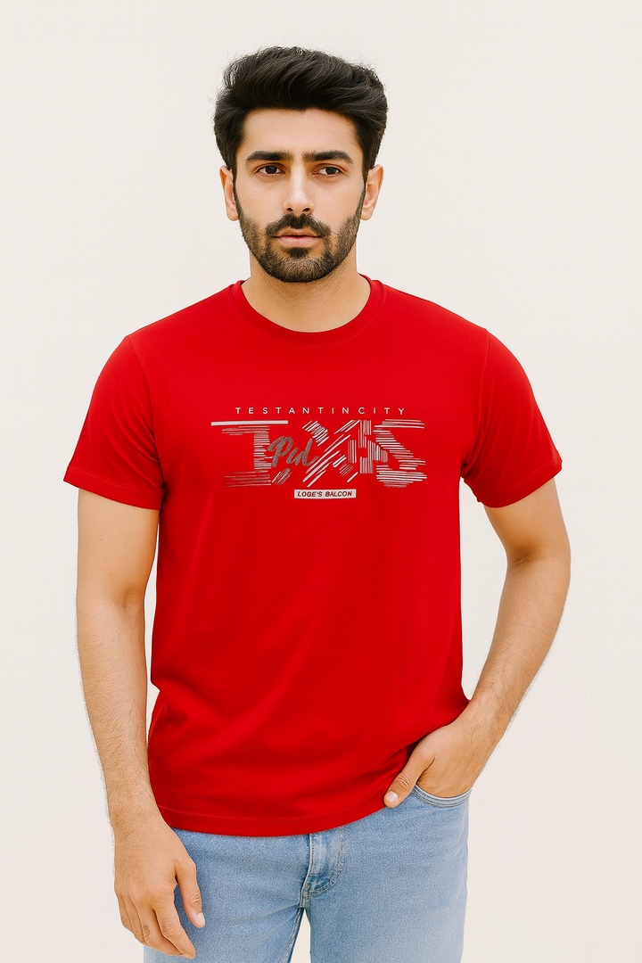 ORANGE "TXS" PRINT T-SHIRT FOR MEN
