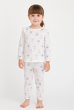 LIGHT PINK WITH RABBIT PRINT DROP NIDDLE RIBBED FABRIC SUIT FOR GIRLS MID SEASON