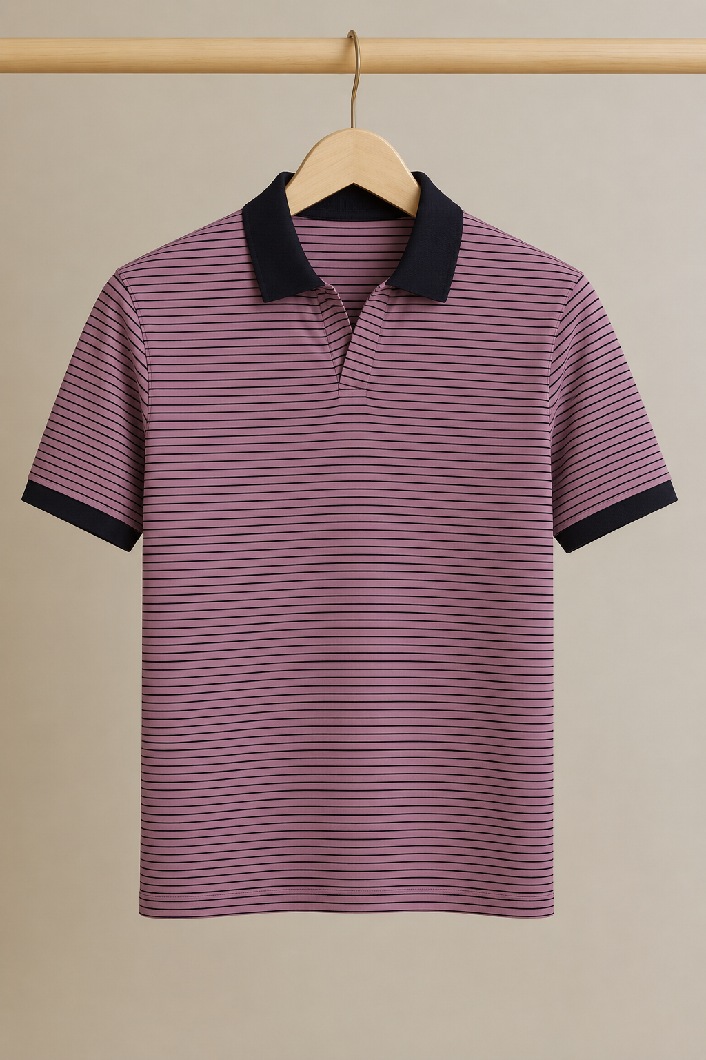 Black with Purple Striper Polo For Men