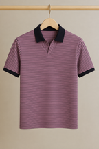 Black with Purple Striper Polo For Men