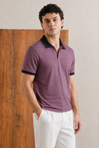 Black with Purple Striper Polo For Men