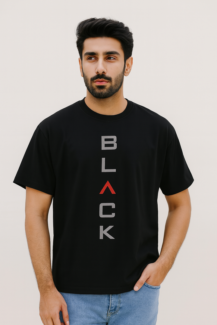 BLACK "BLACK" PRINT T-SHIRT FOR MEN