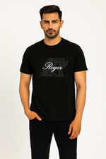 Load image into Gallery viewer, BLACK &quot;R ROGER&quot; PRINT T-SHIRT FOR MEN
