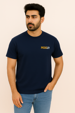 Load image into Gallery viewer, NAVY BLUE &quot;ROGER&quot; PRINT T-SHIRT FOR MEN
