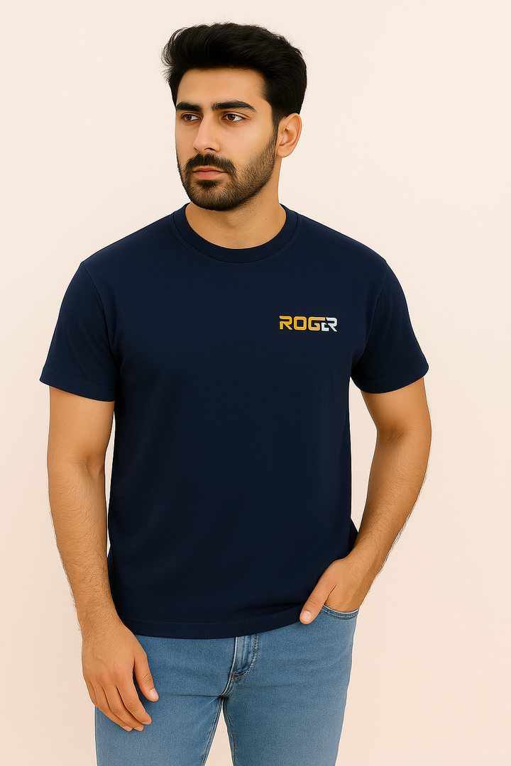 NAVY BLUE "ROGER" PRINT T-SHIRT FOR MEN