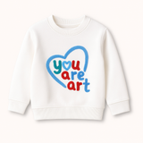 WHITE YOU ARE ART EMBROIDERED FLEECE FABRIC SWEATSHIRT
