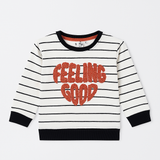 WHITE FEELING GOOD EMBROIDERED TERRY FABRIC SWEATSHIRT