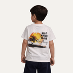White Salt Water Heals Print Half Sleeves T-shirt For Boys