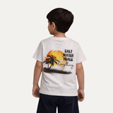 White Salt Water Heals Print Half Sleeves T-shirt For Boys