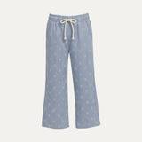 Blue With White Bow Printed Flapper For Girls