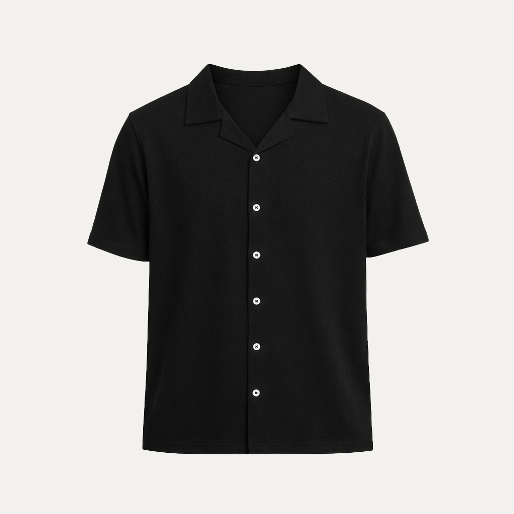 Black PK Fabric Half Sleeves Casual Shirt For Men Secondary image