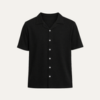 Black PK Fabric Half Sleeves Casual Shirt For Men