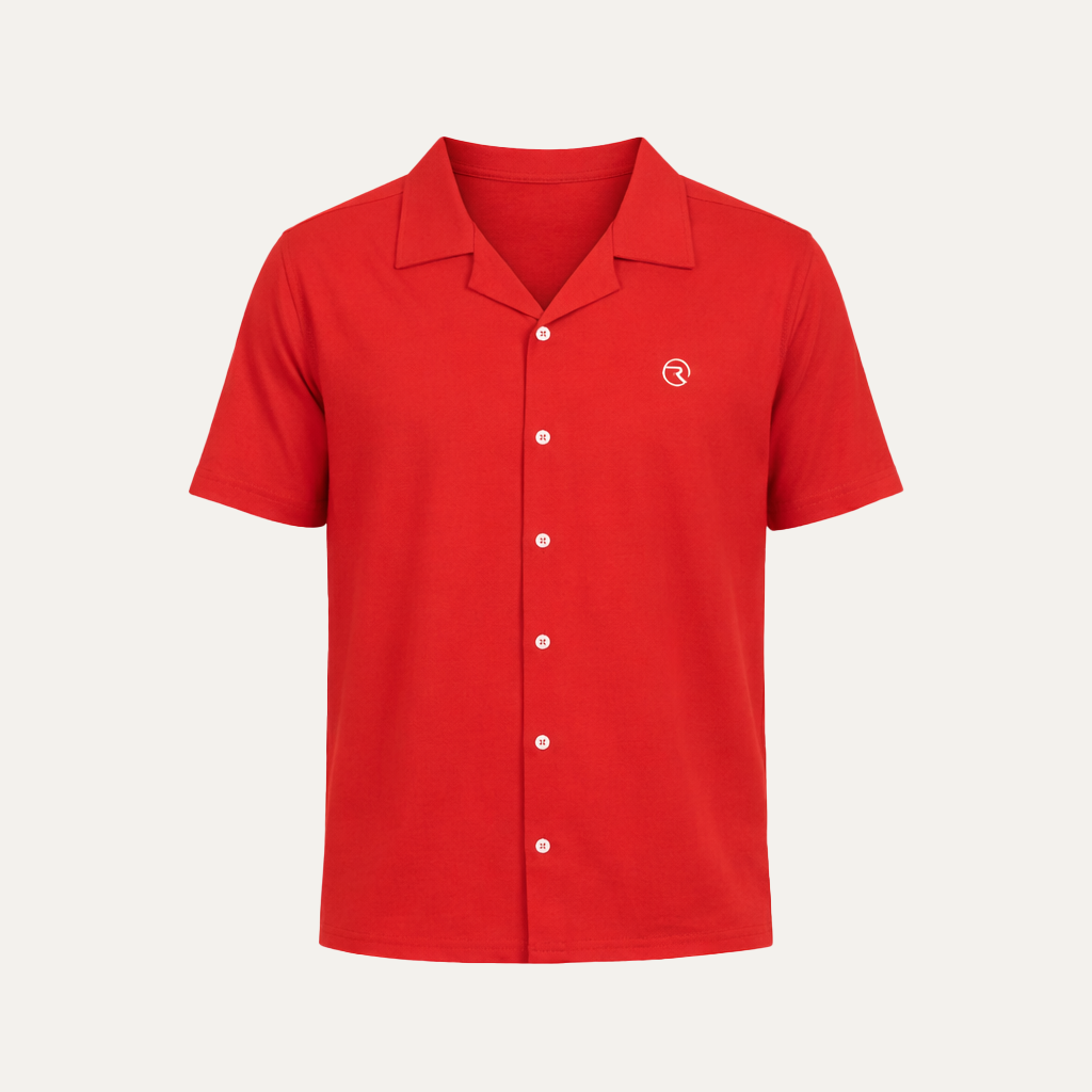 Red Jersy Fabric Half Sleeves Casual Shirt For Men Secondary image