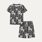 Grey Cartoon Print Cotton Jersy Suit For Boys
