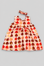 Red Leaf Print With Hair Band Frock For Girls