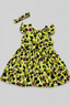 Green Polka Dots Print With Hair Band Frock For Girls