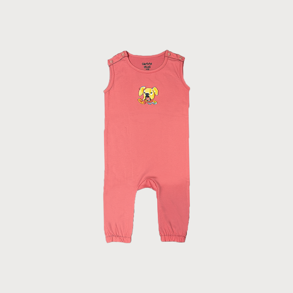 LIGHT PEACH LAD PRINT HALF BODY ROMPER Main image