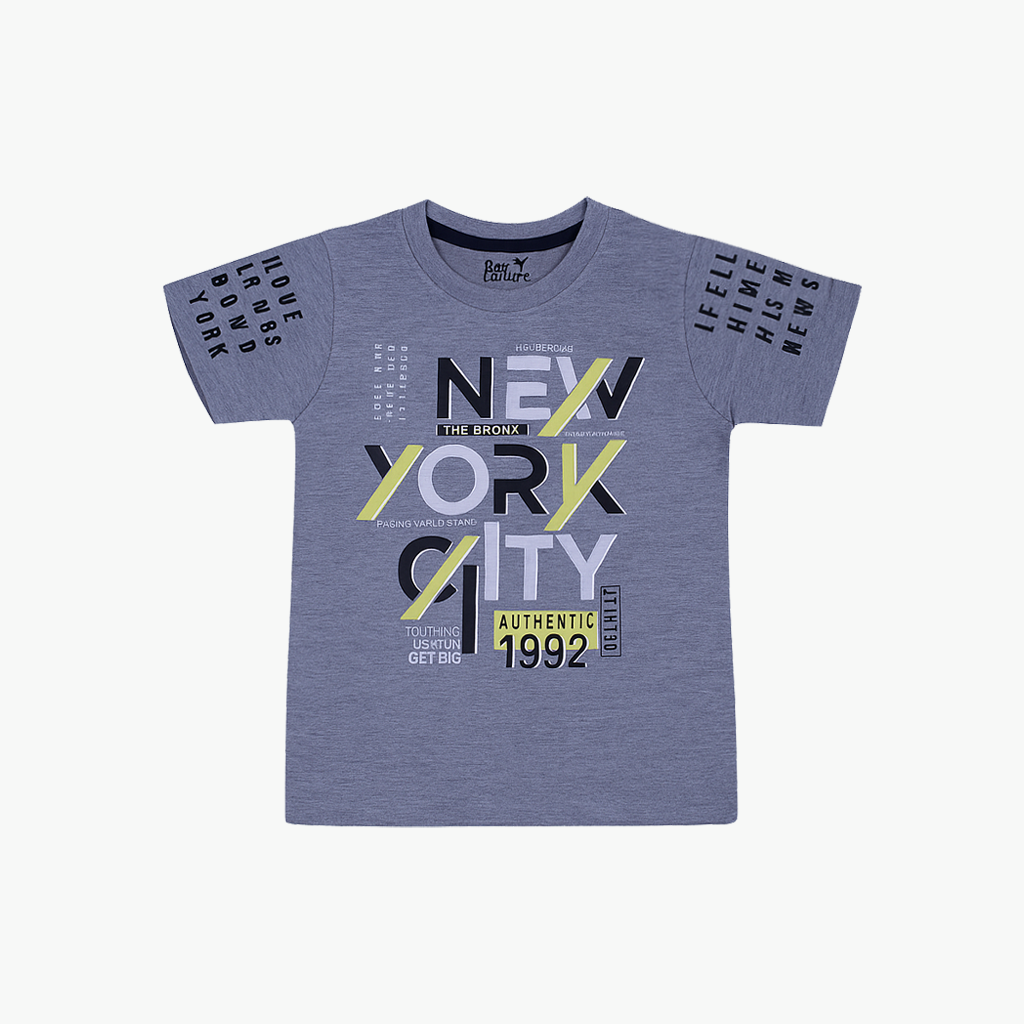 HAZEL GREY "NEW YORK CITY" PRINT HALF SLEEVES T-SHIRT FOR BOYS