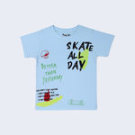Load image into Gallery viewer, SKY BLUE SKATE ALL DAY PRINT HALF SLEEVES T-SHIRT FOR BOYS
