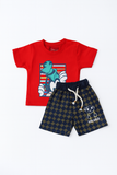 RED MICKEY PRINT WITH SHORTS COTTON JERSY FABRIC BABA SUIT