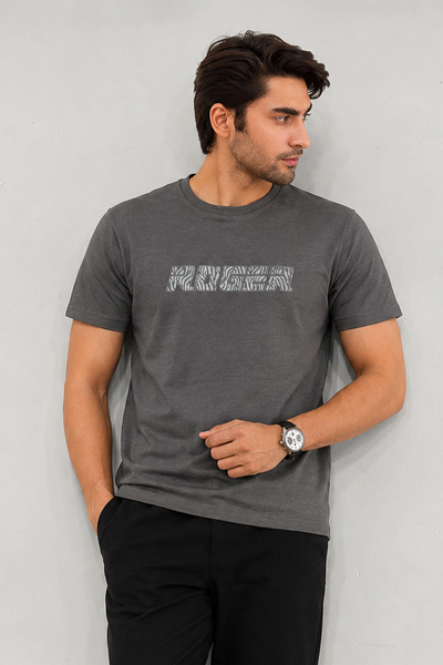 Dark Grey Roger Print T-Shirt For Men