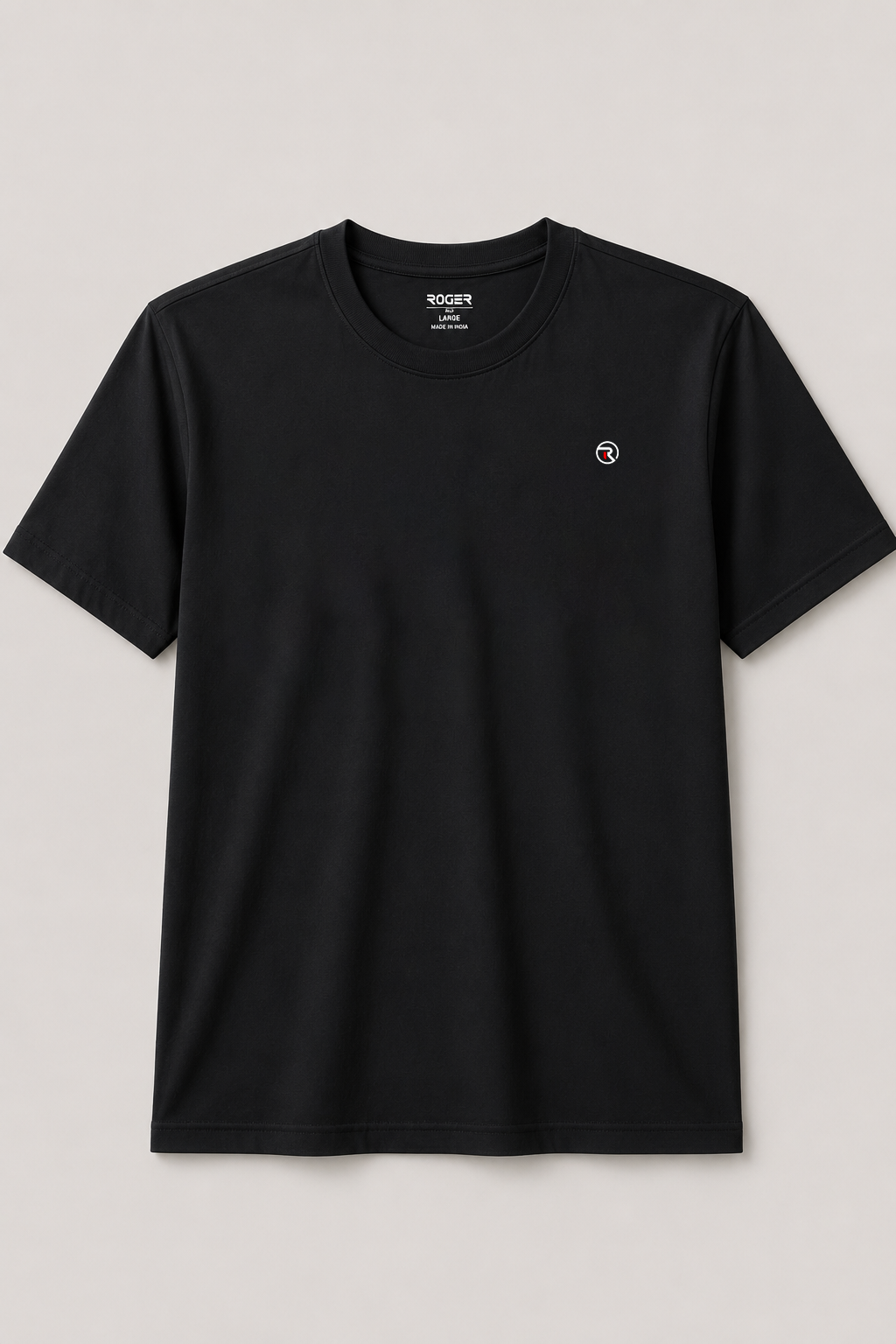 Black Plain "R" Logo Print T-Shirt For Men Secondary image