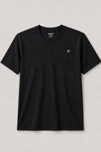 Black Plain "R" Logo Print T-Shirt For Men