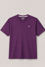 Dark Purple Plain "R" Logo Print T-Shirt For Men